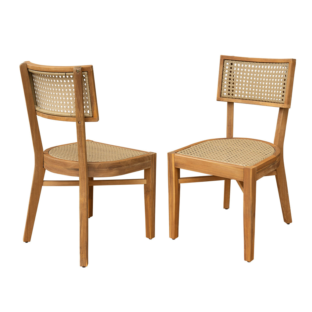 Netro Acacia Wood Dining Chair with Light Brown Wicker