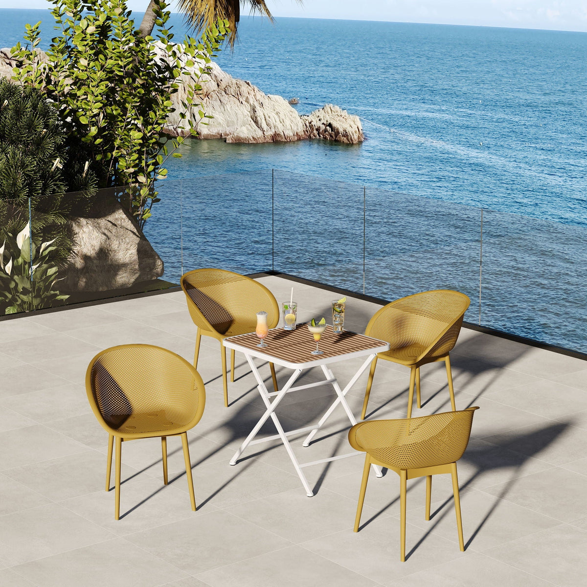 2 Piece Durable Single Chair With Hollow Out Design