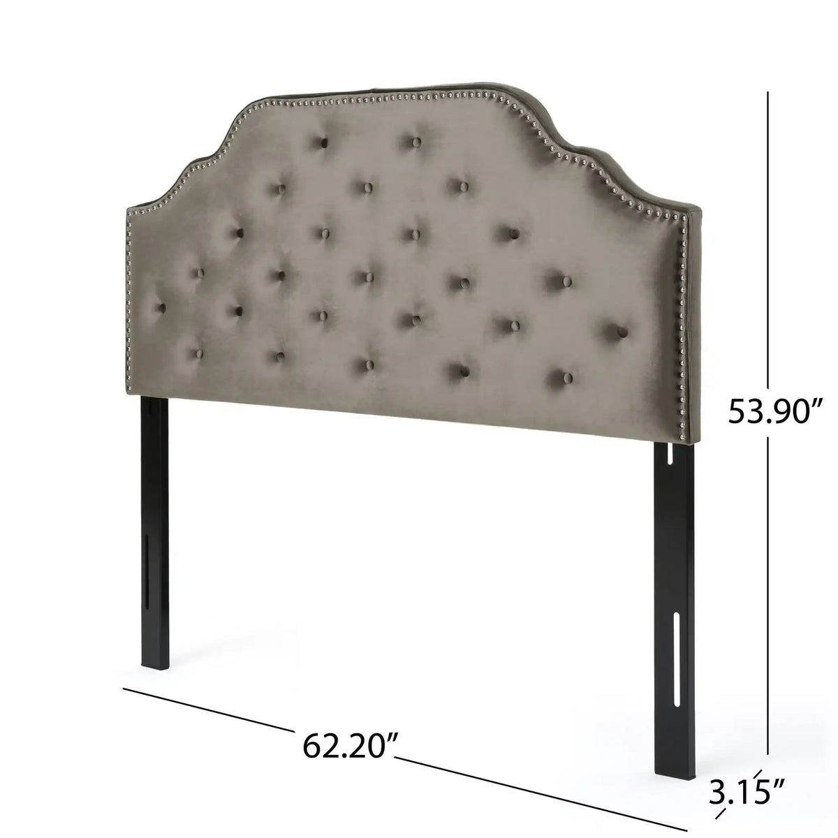 Luella Button Tufted Upholstered Headboard with Fabric Finish – Queen, Beige, Gray, Dark Gray