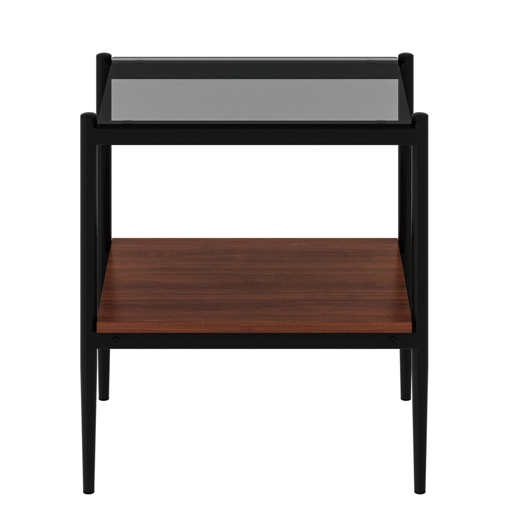 Rectangle End Table Set with Gray Tempered Glass Tops - Gray