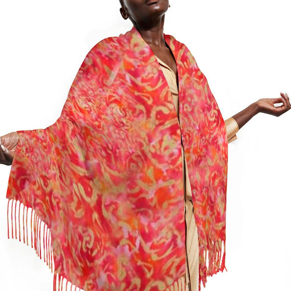 All Red Roses Tassel Scarf - TSteele.Art/Design