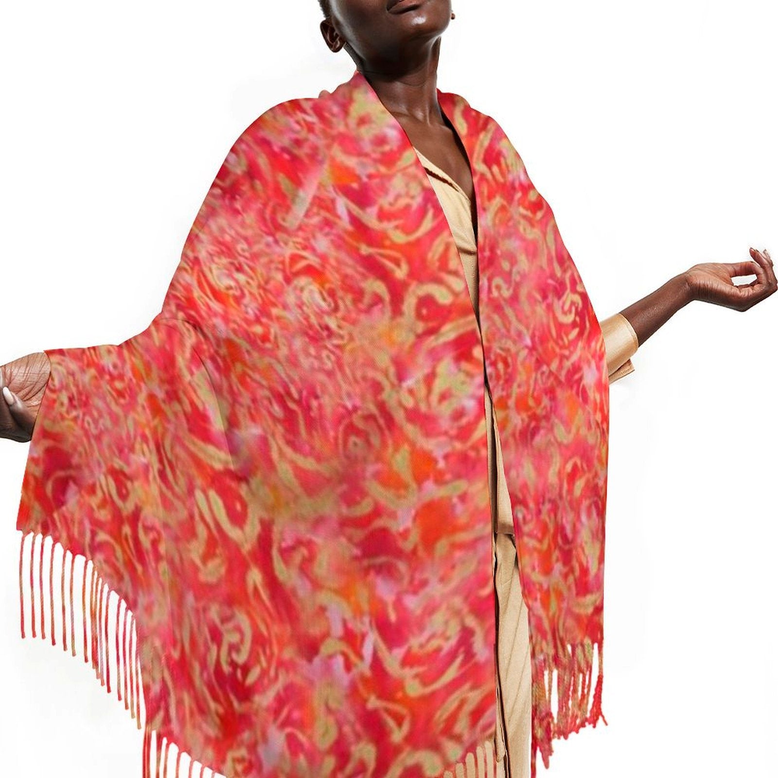 All Red Roses Tassel Scarf - TSteele.Art/Design