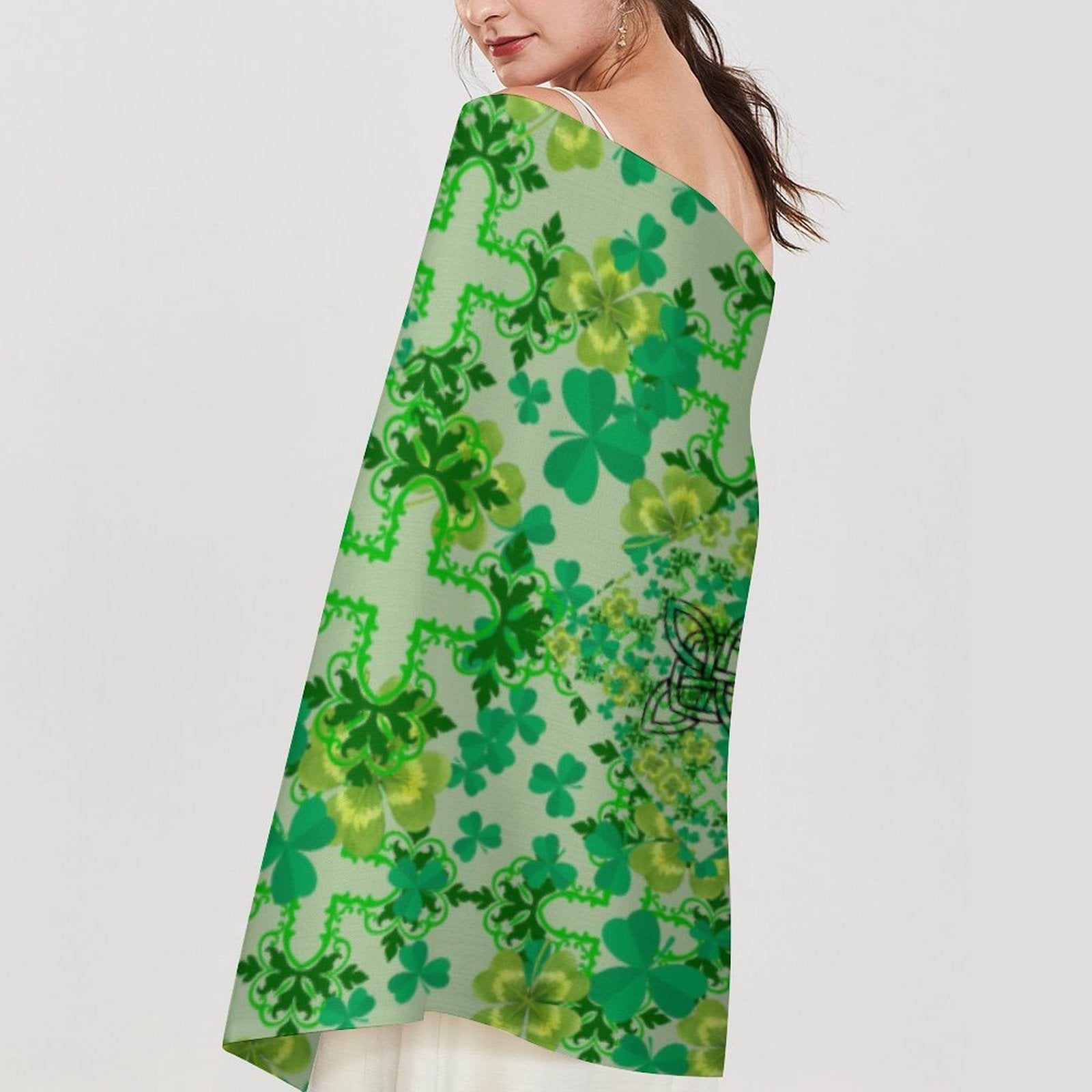 Clover and Celtic Crosses Tassel Scarf - Exclusive to Back Alley