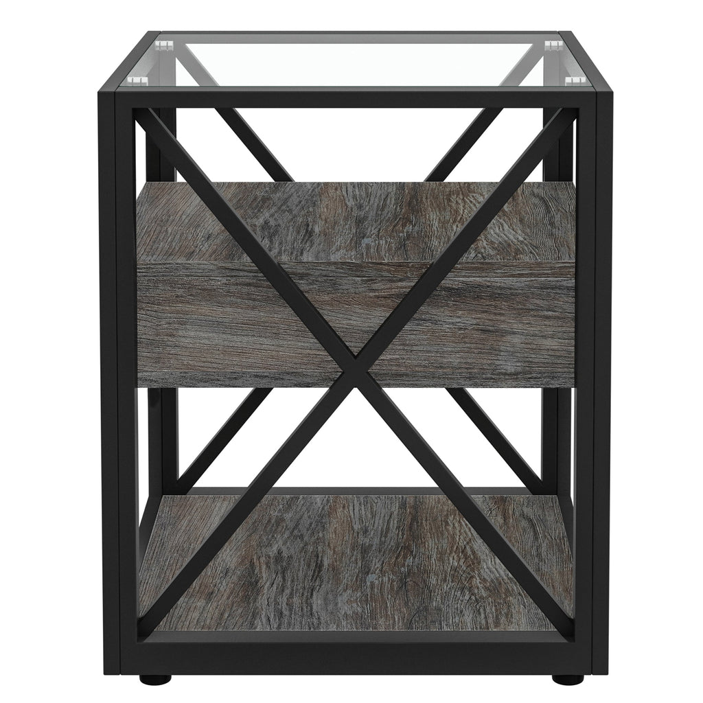 Modern End Tables with Drawer - Set of 2 Nightstands