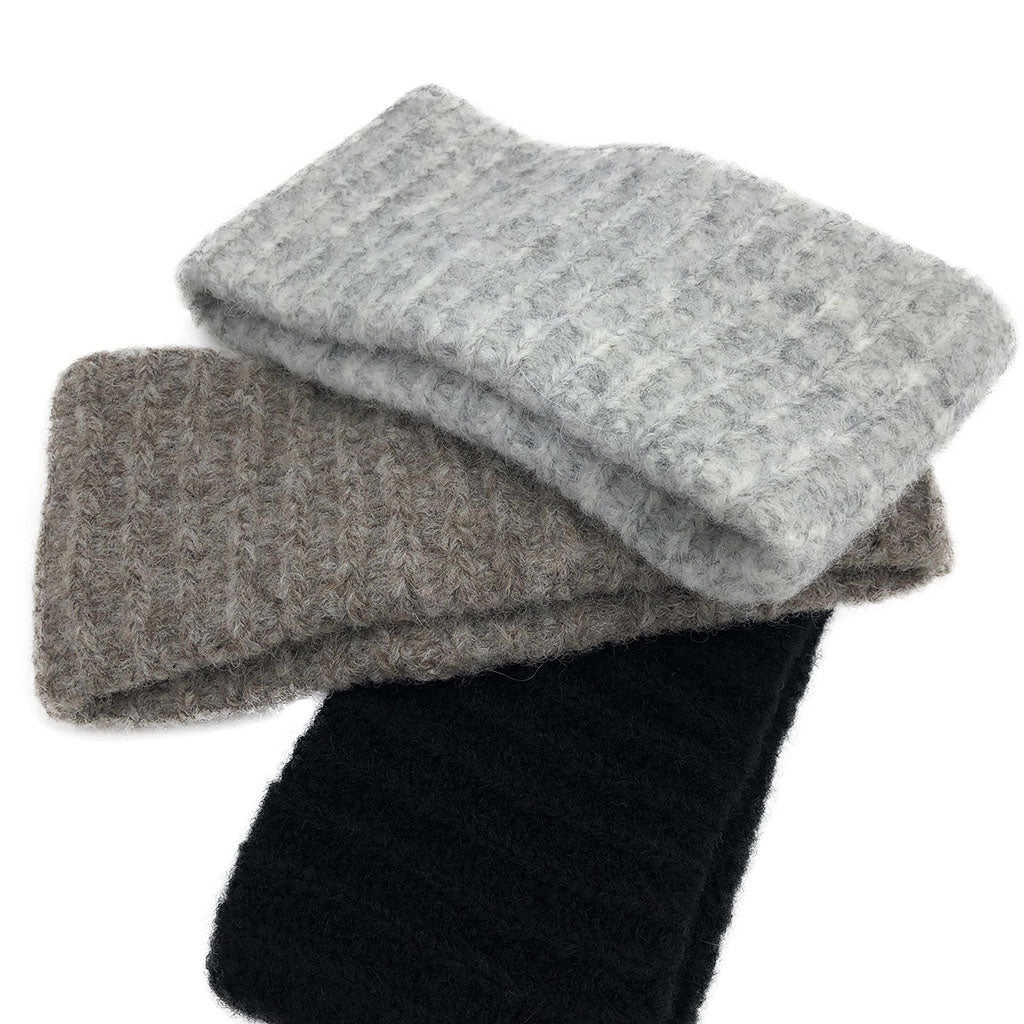 Black Ribbed Alpaca Ear Warmer