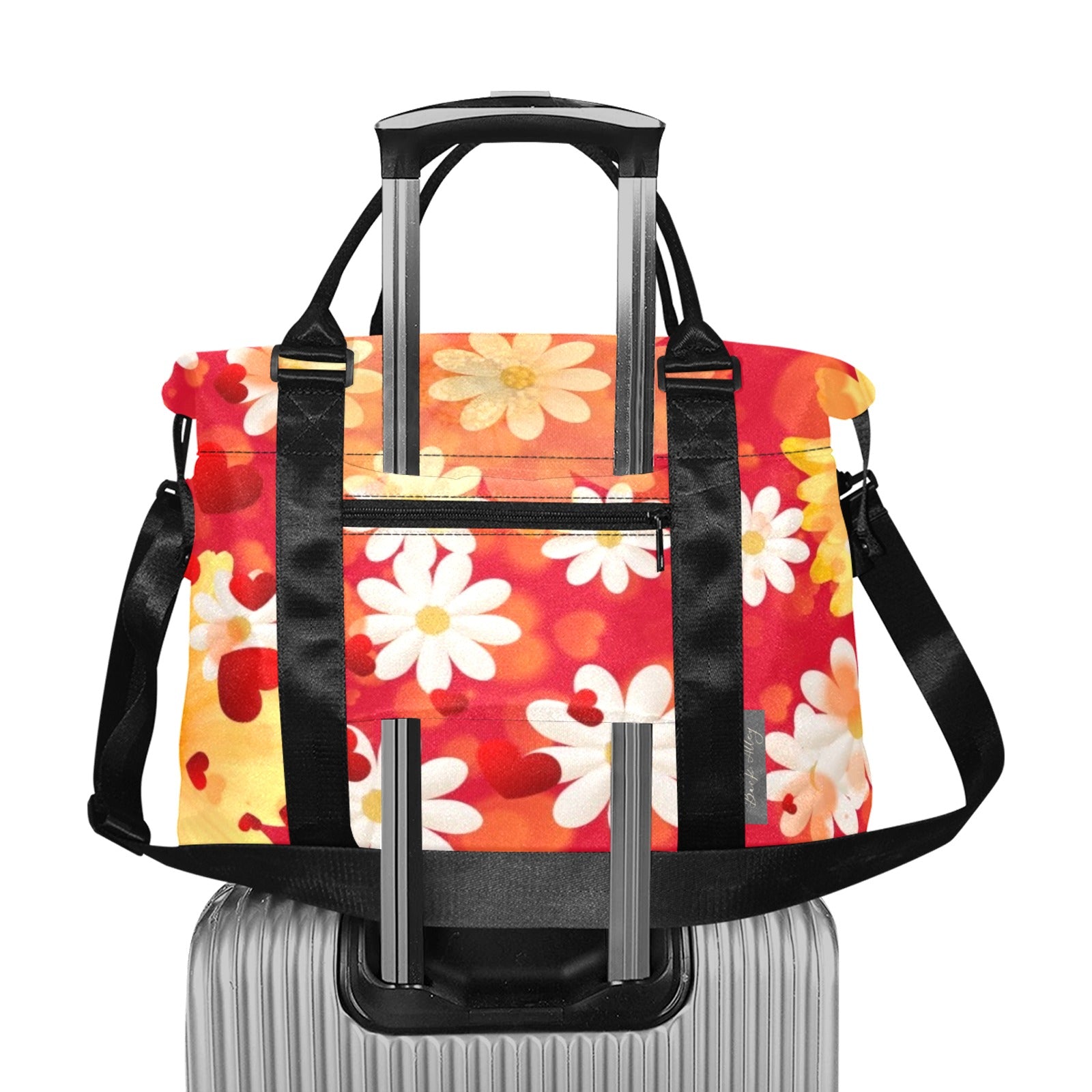 Hearts and Daisies Small Duffle/Travel Trolley Bag - Design Exclusive to Back Alley
