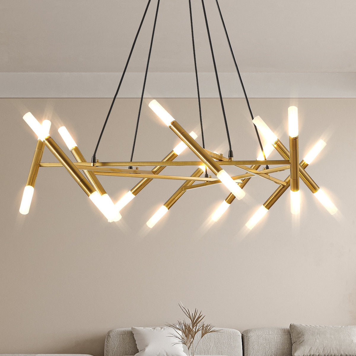 Golden Modern Chandelier Light Fixture with Branch Design - Gold