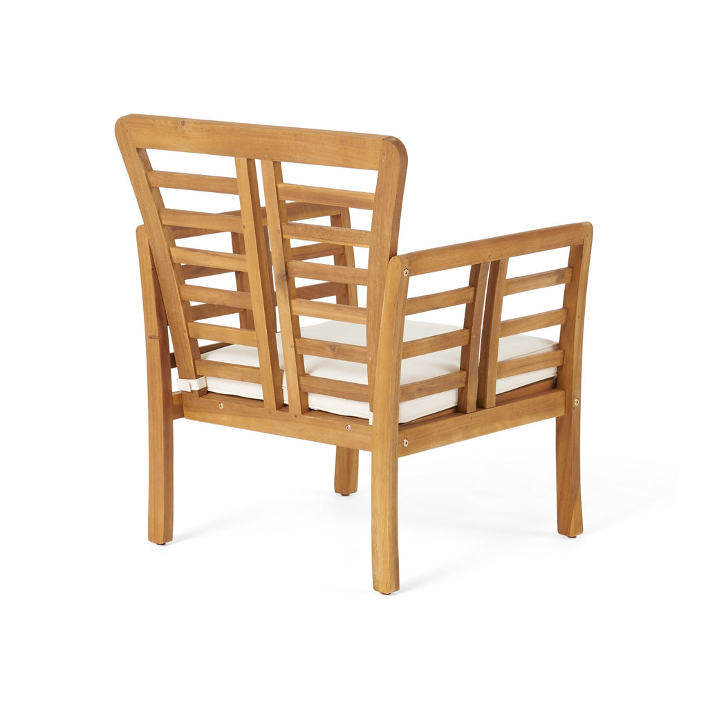 Caydon 2 Club Chairs + Table Outdoor Set with Slat Panel Design - Natural Wood