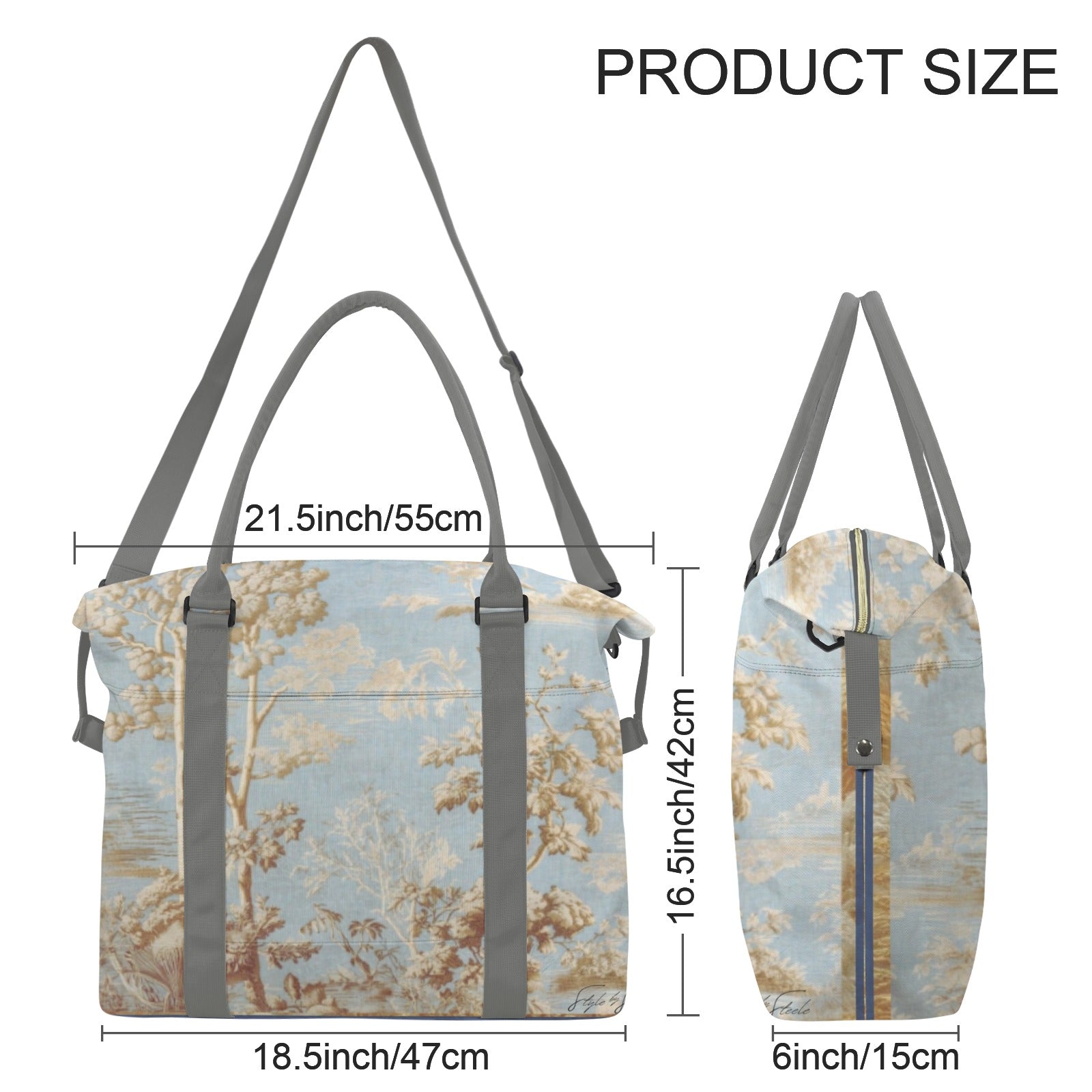Blue Toile Large Trolley Travel Bag — Back Alley Exclusive