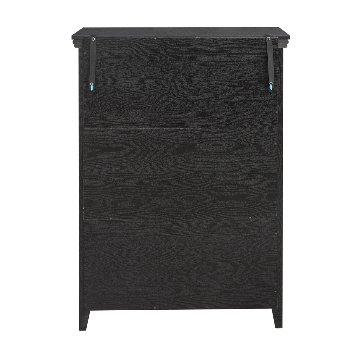 Modern 5-Drawer Black Dresser with Metal Handles - Black