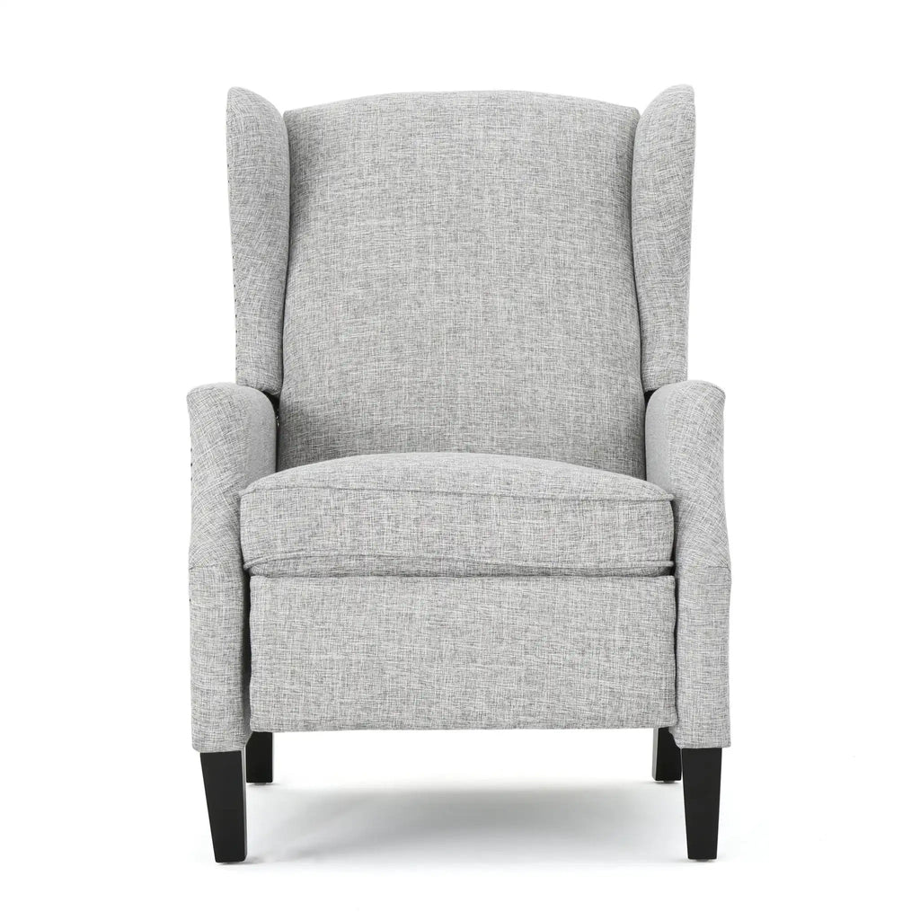 Westeros Wing Back Fabric Upholstered Recliner with Studded Trim – Multiple Colors