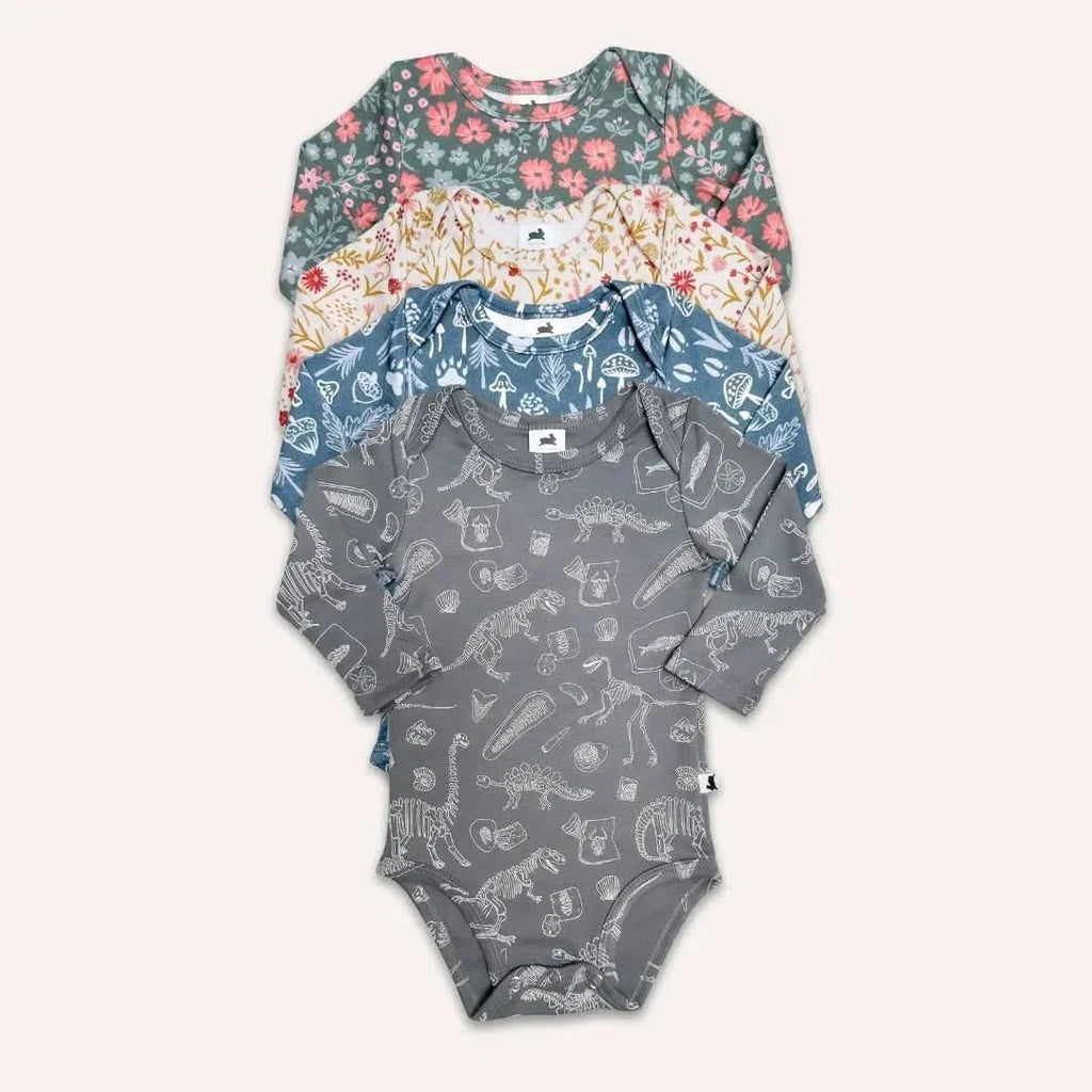 Baby Long-Sleeve Bamboo Bodysuit | Ditsy Snails