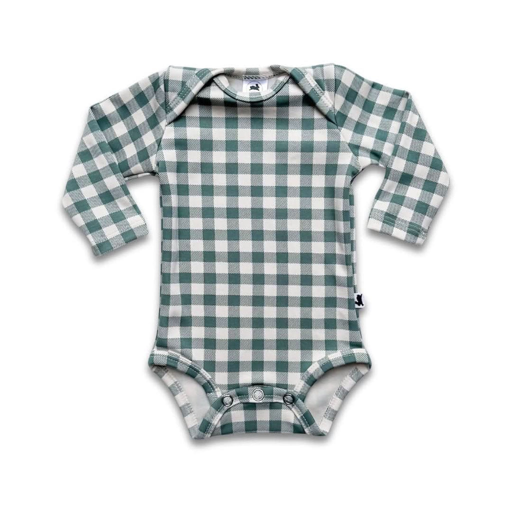 Baby Long-Sleeve Bamboo Bodysuit | Eucalyptus Gingham