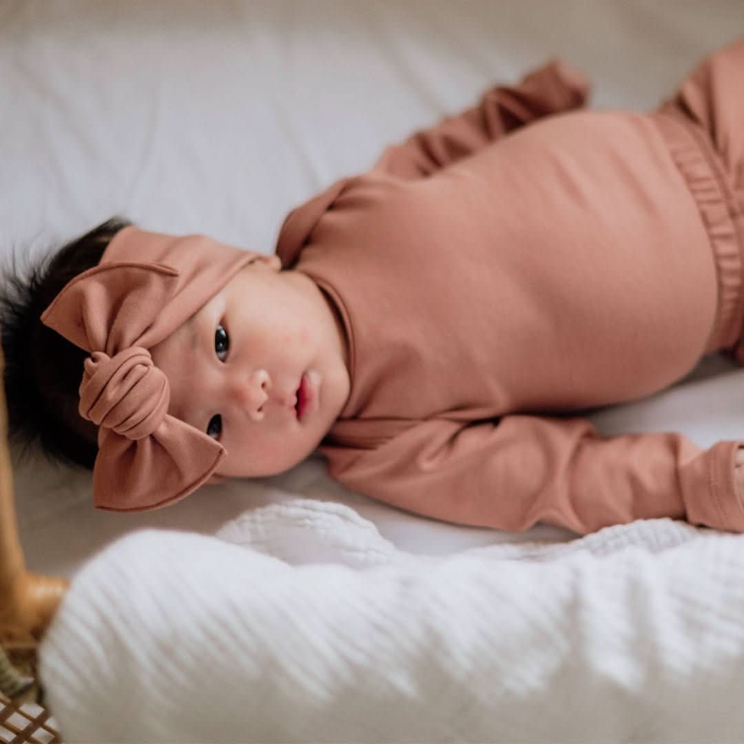 Baby Long-Sleeve Bamboo Bodysuit | Terracotta