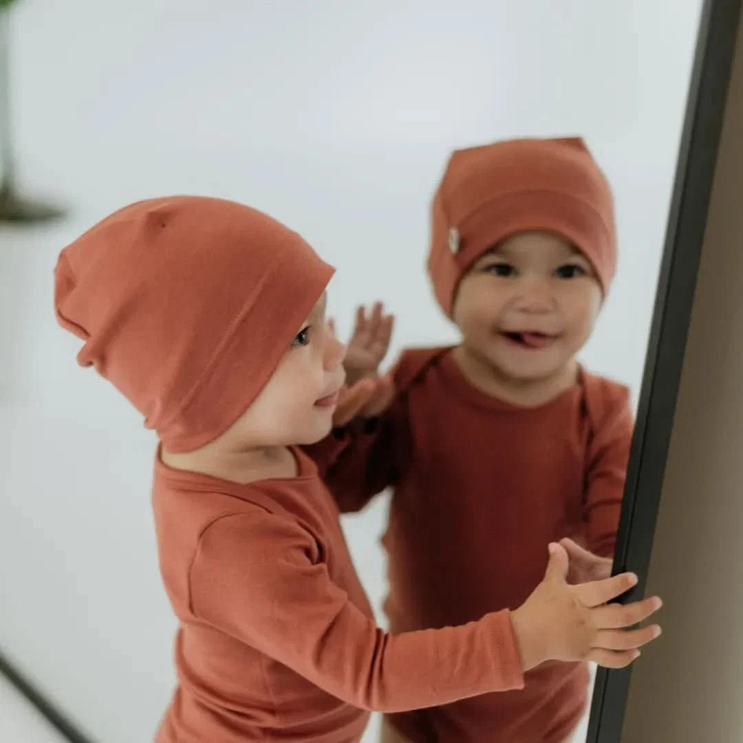 Baby Long-Sleeve Bamboo Bodysuit | Burnt Brick