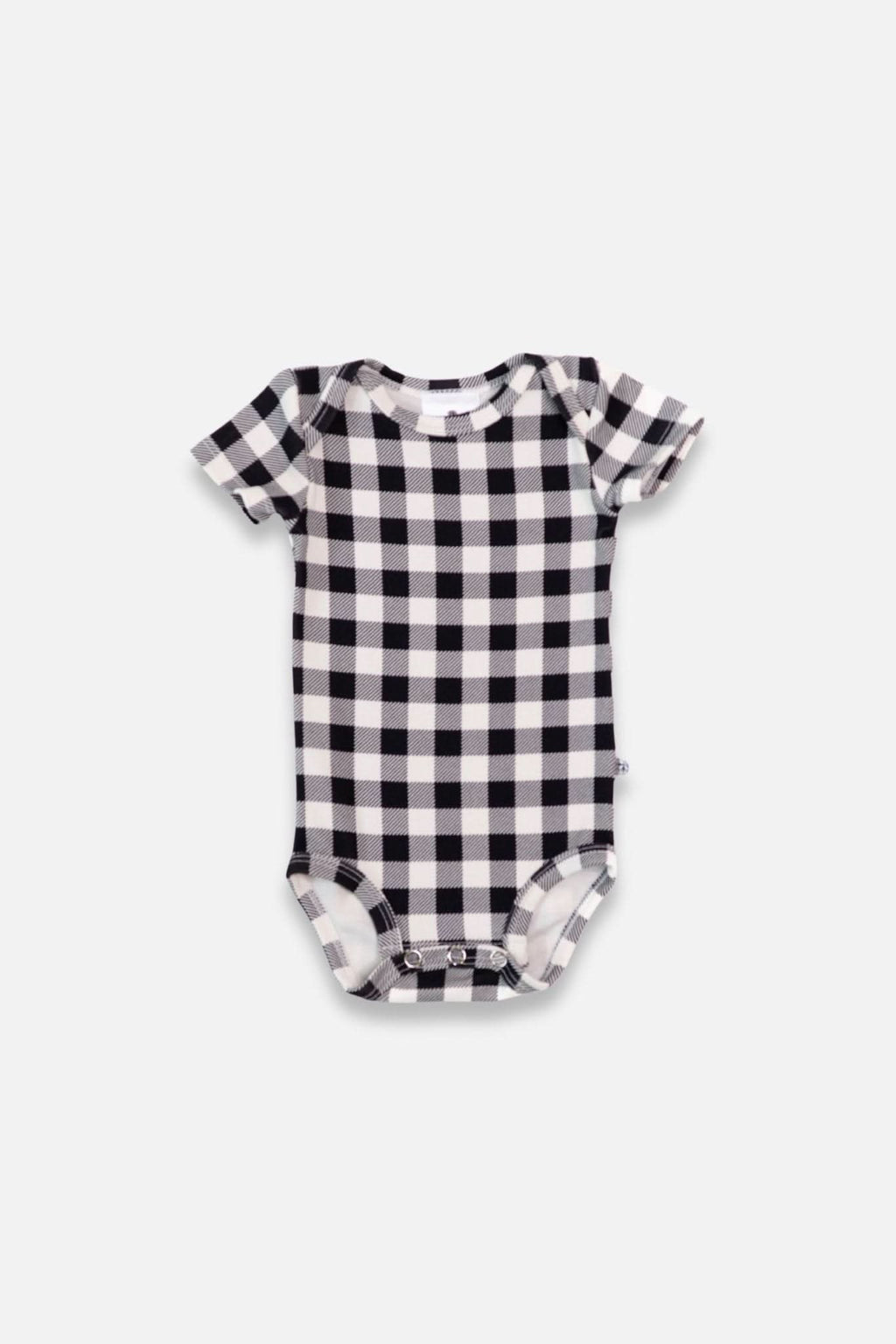 Baby Short Sleeve Bamboo Bodysuit | Bison Plaid