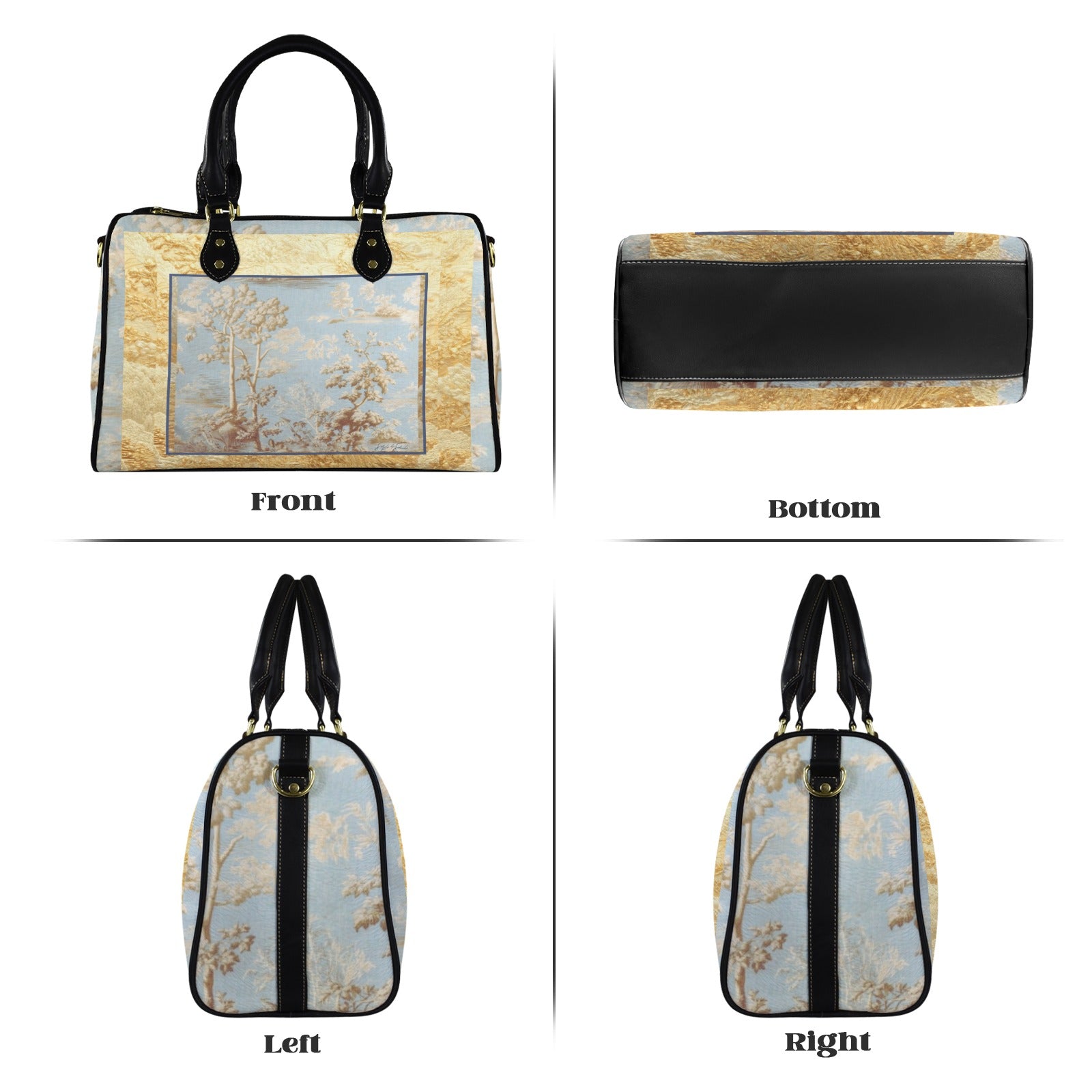 Blue Toile Hunting Landscape Small Travel Tote — Back Alley Exclusive