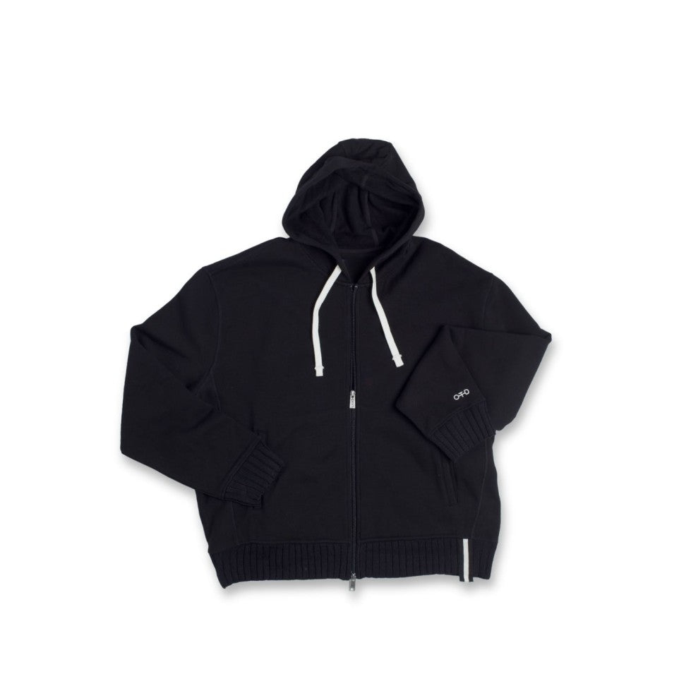 Brushed French Terry Zipped Hoodie (Black)