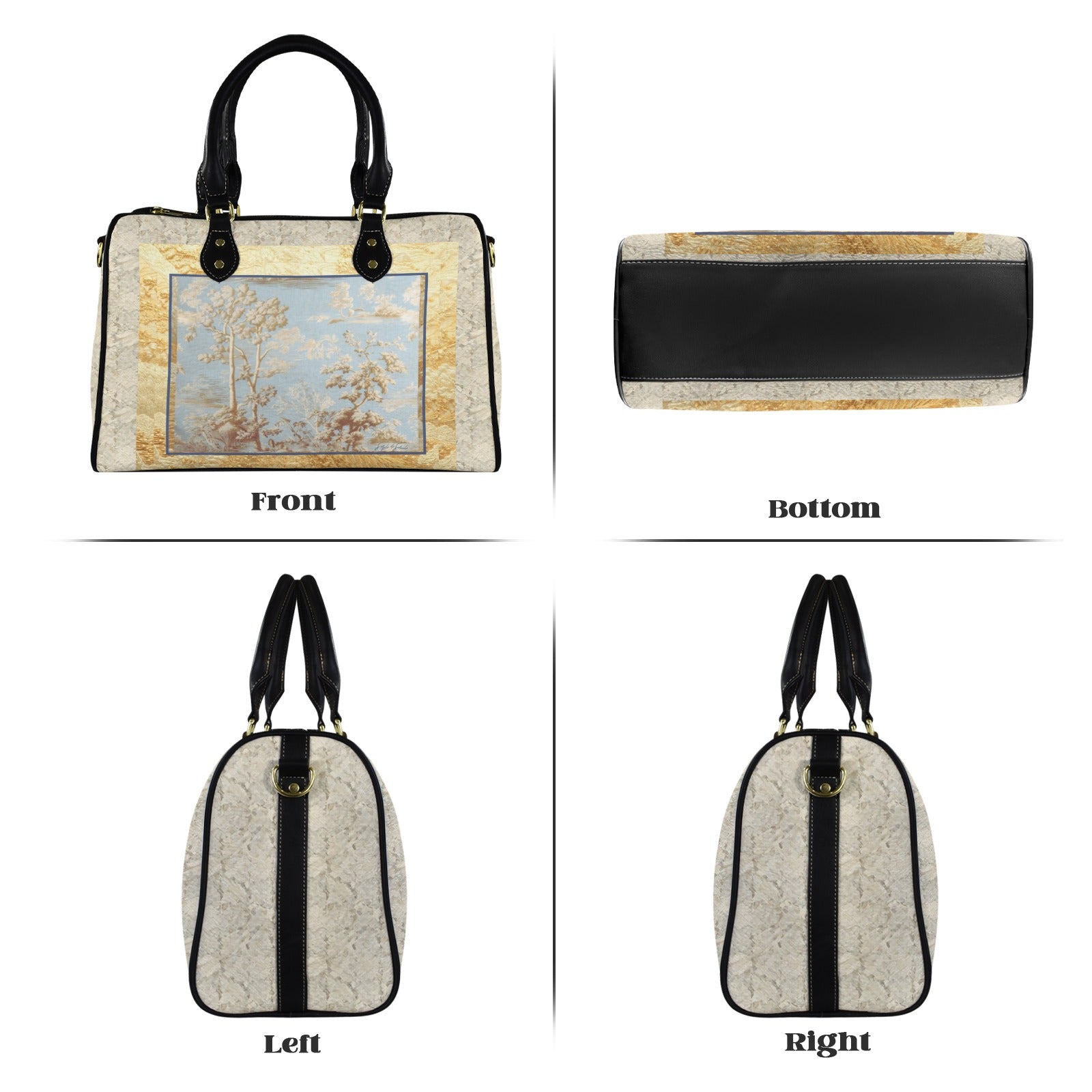 Blue Toile Hunting Landscape Small Travel Tote — Back Alley Exclusive