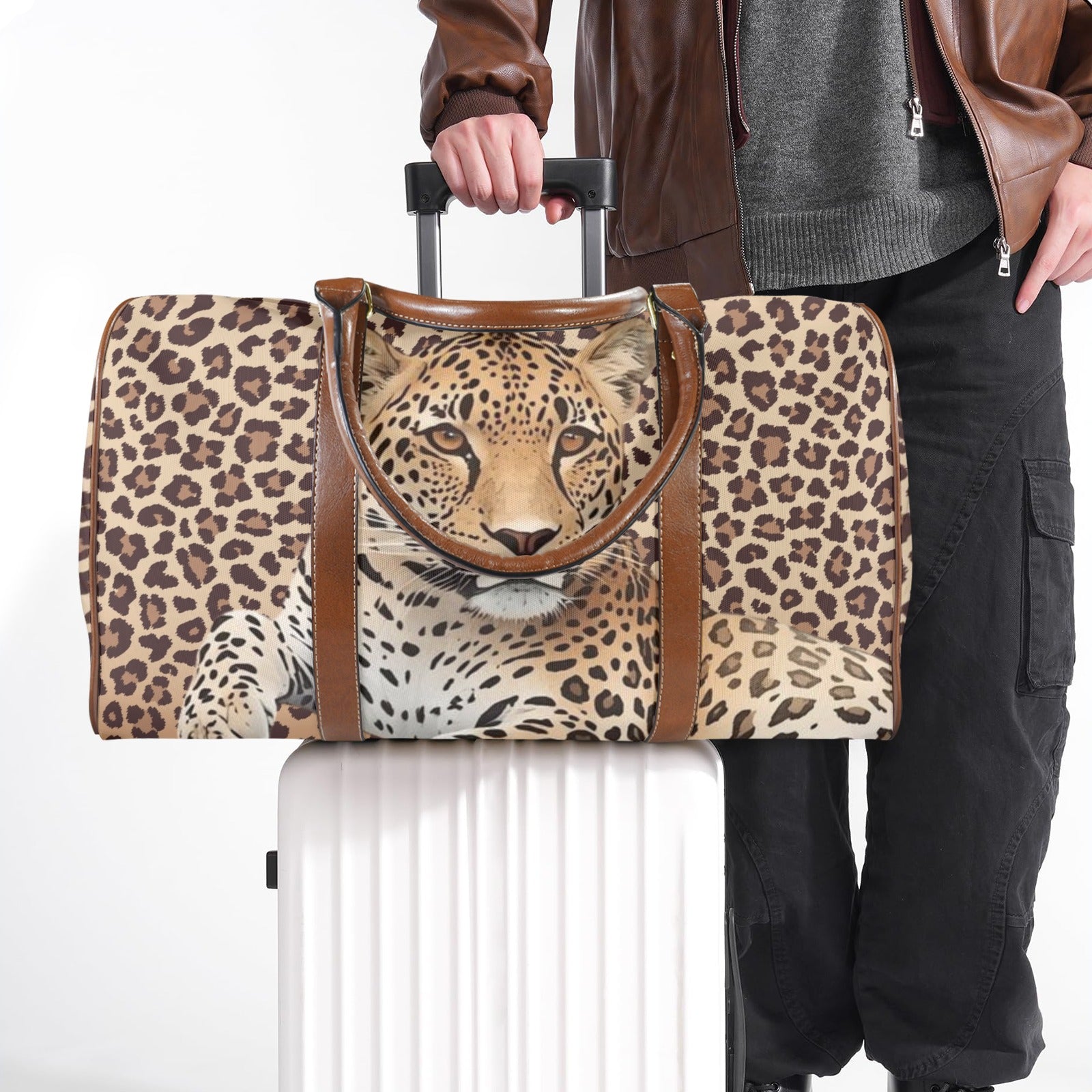 Leopard Lore -Upclose - Large Travel Bag - Exclusive Design