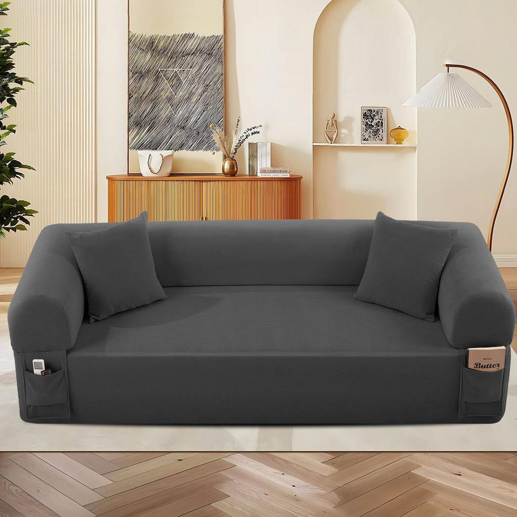 Spring Sofa with High-Quality Fabric and Storage - Gray