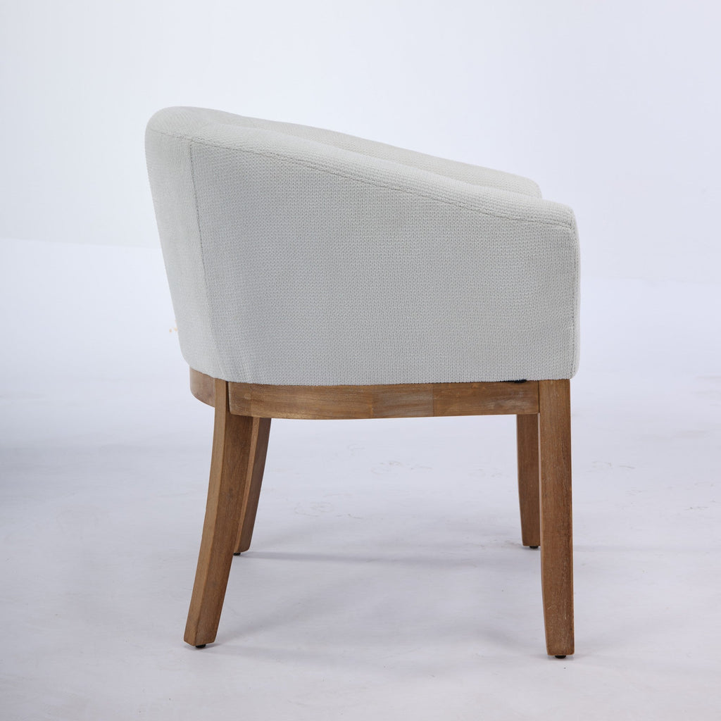 Mid Century Modern Upholstered Barrel Dining Chair with Arms