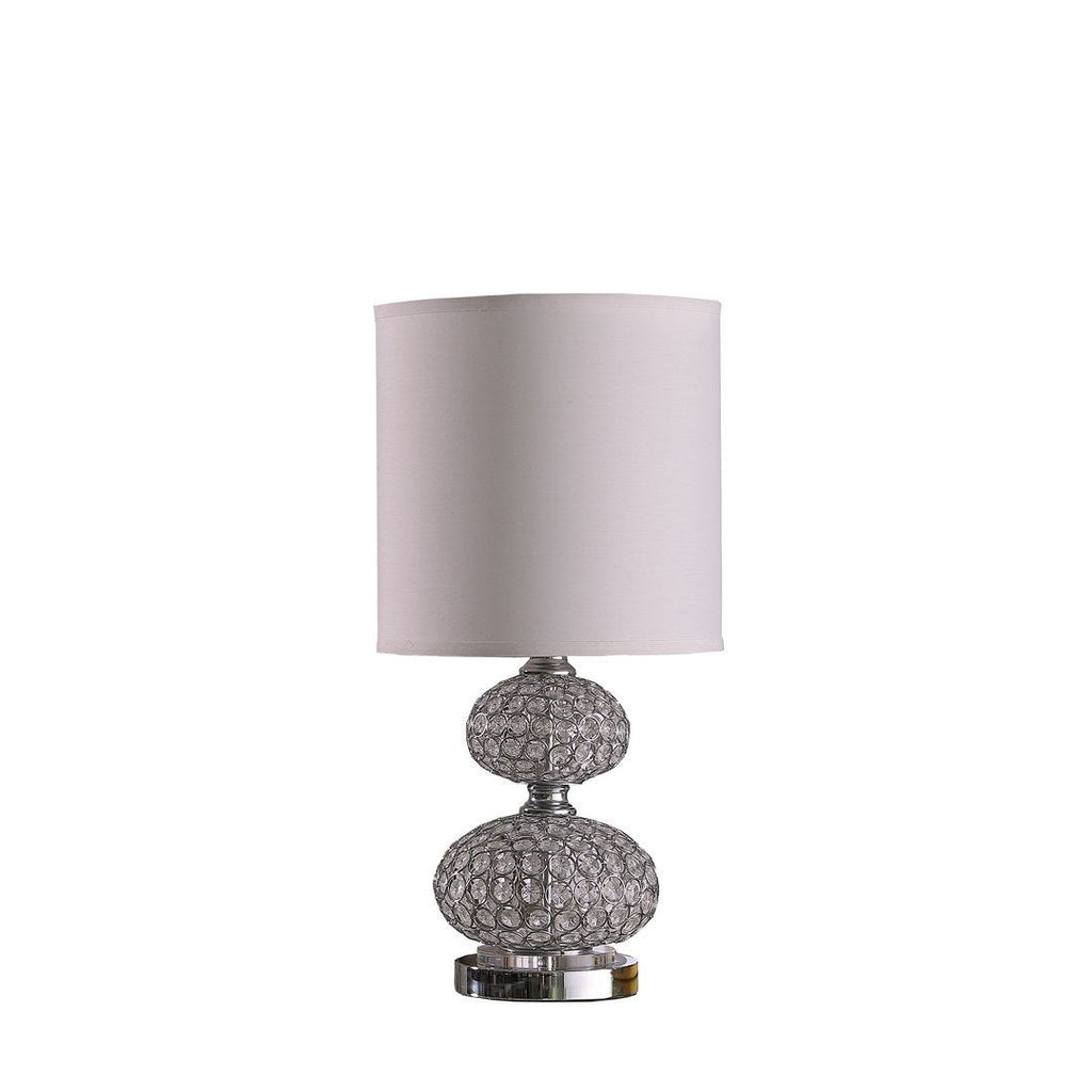 24" Chrome Filigree Cage Table Lamp with Acrylic Beads - Silver