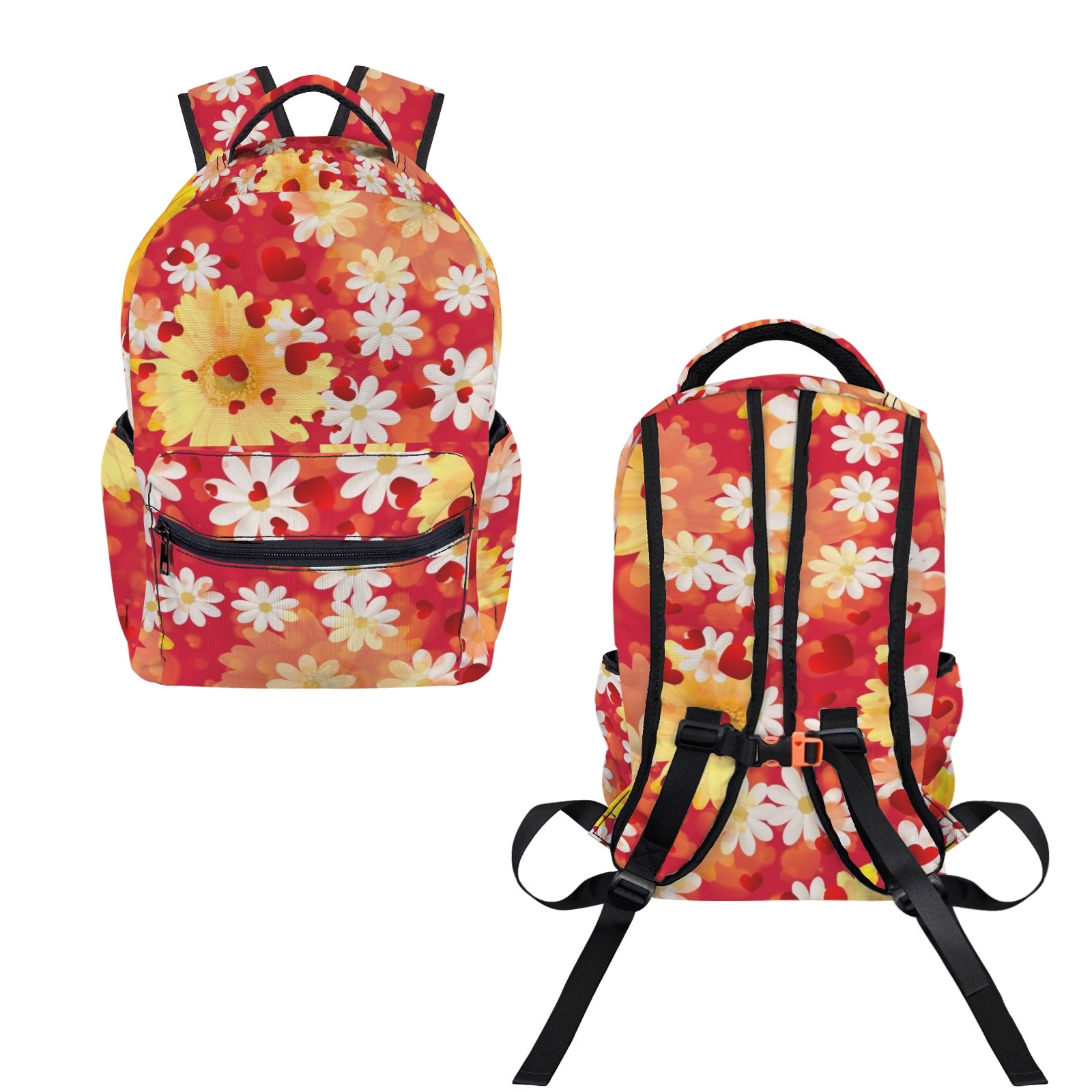 Hearts and Daisies Large Backpack - Design Exclusive to Back Alley
