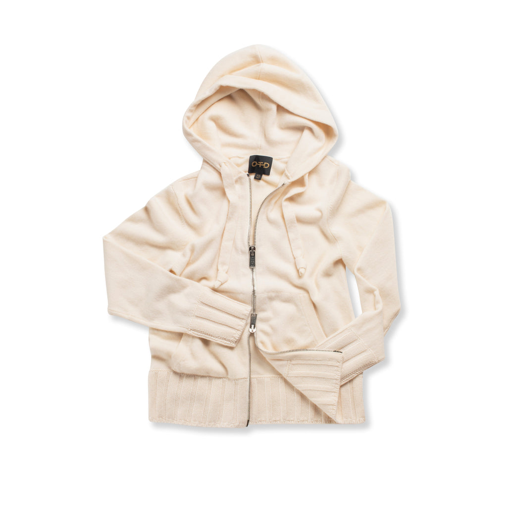 Cashmere-Blend Zipped Hoodie (Ivory)