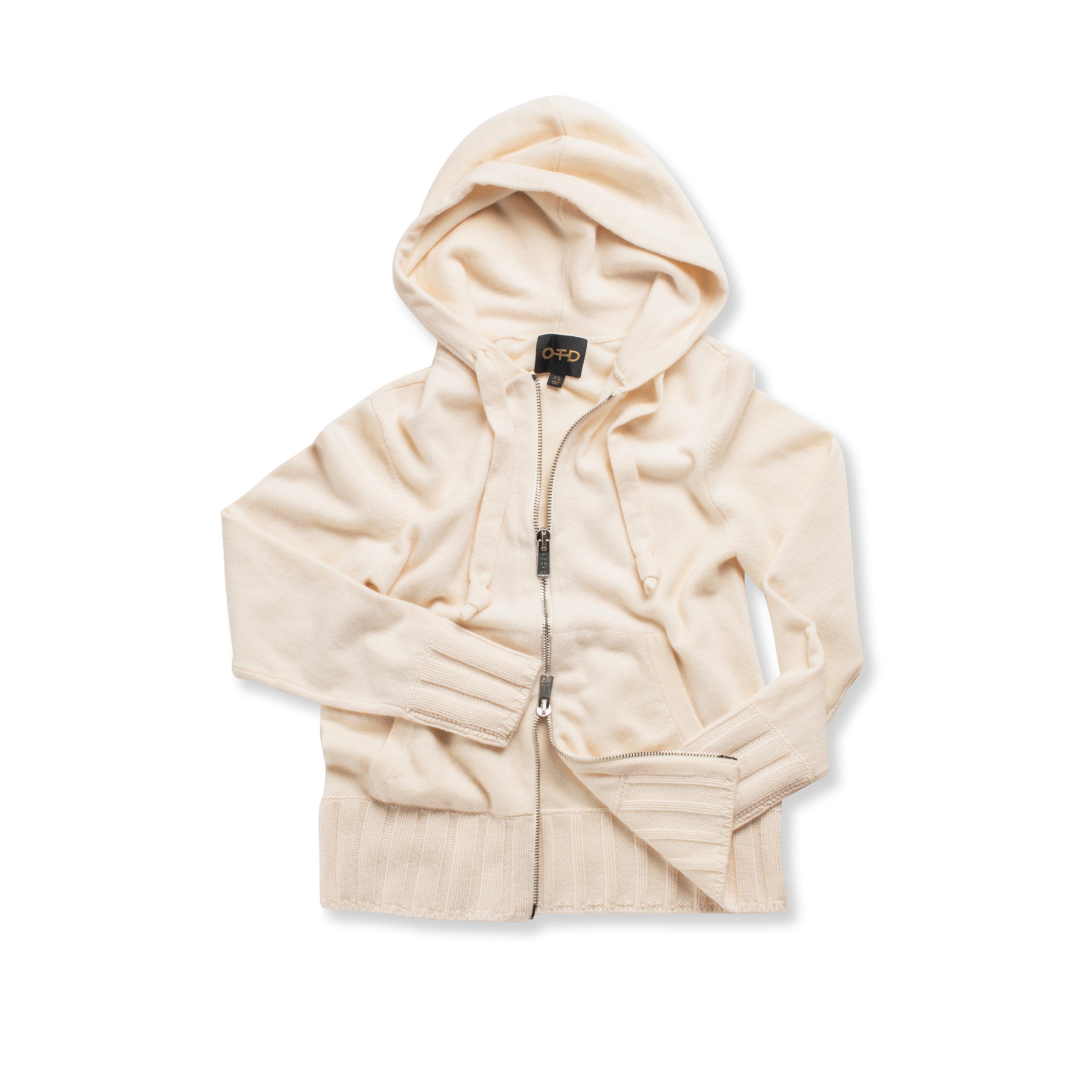 Cashmere-Blend Zipped Hoodie (Ivory)