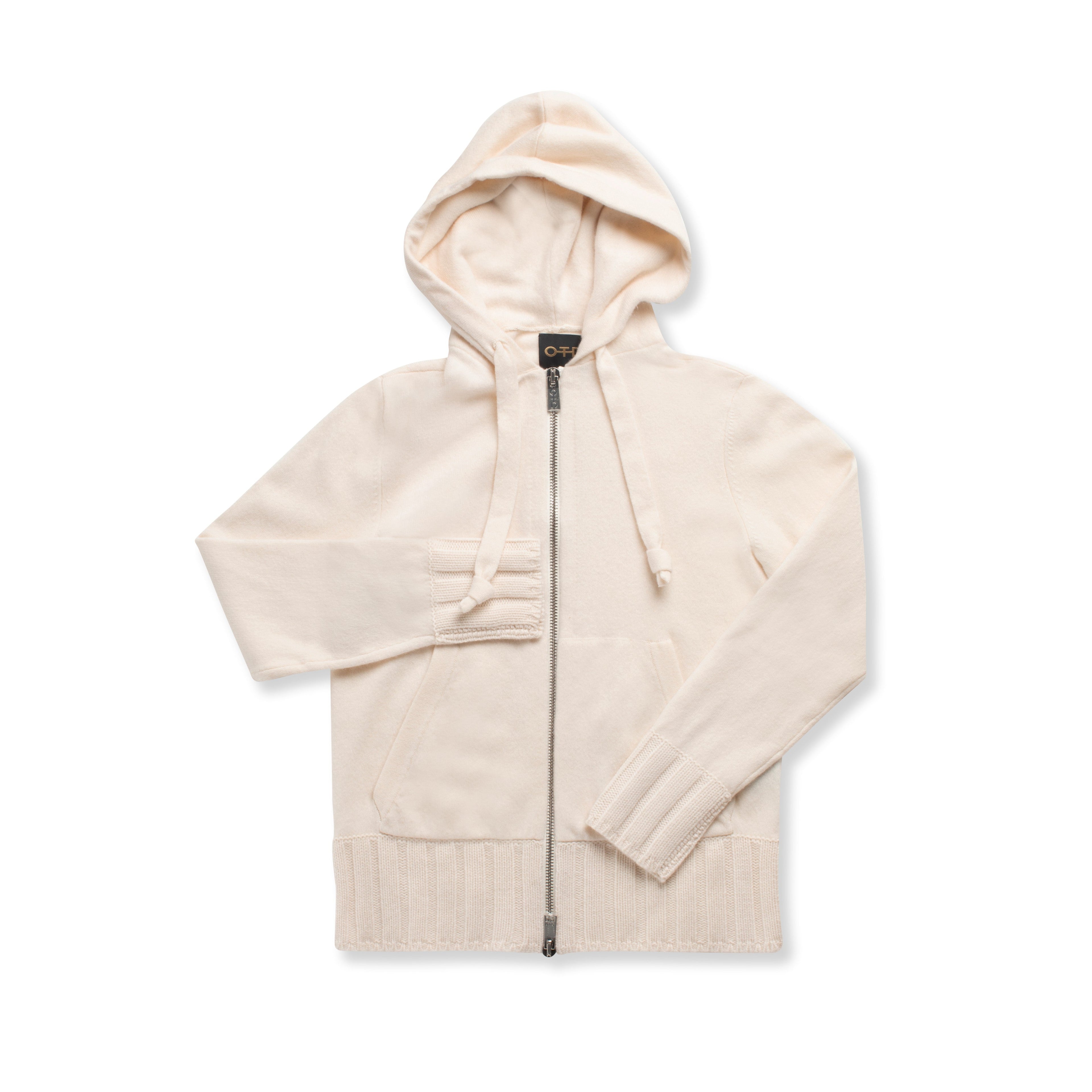 Cashmere-Blend Zipped Hoodie (Ivory)