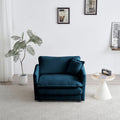 Comfy Deep Single Seat Sofa Upholstered Armchair with Toss Pillow - Blue Chenille