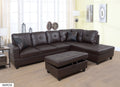 Brown Faux Leather Sectional Sofa Set with Left-Facing Chaise - Brown