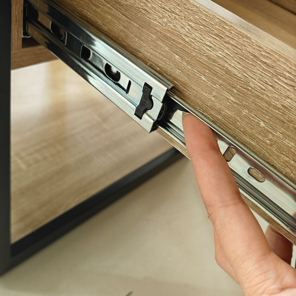 Modern End Tables with Drawer - Set of 2 Nightstands with Tempered Glass Top