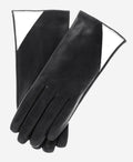 CS4414 (black/white) - Women's Italian Color Blocking Silk Lined Leather Gloves