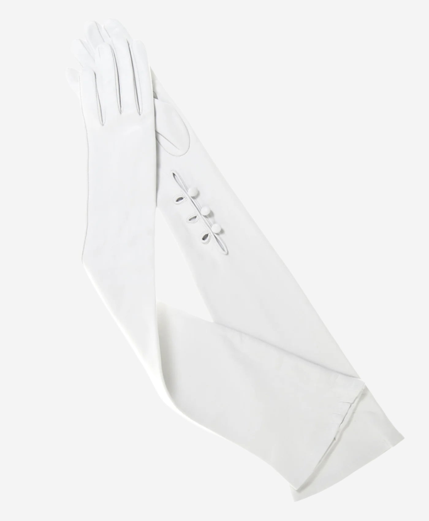 Angelina (ivory) - Italian silk lined 12-button length leather bridal / opera gloves
