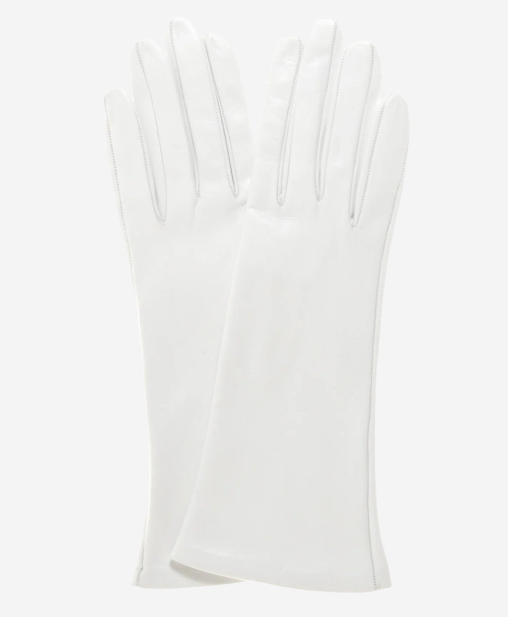 CW01W4 (white) - Italian Silk Lined 4-Button Length White Leather Bridal Gloves