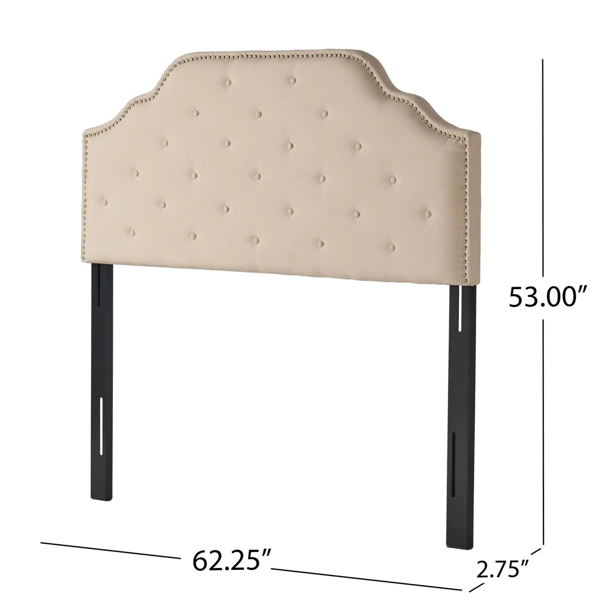 Luella Button Tufted Upholstered Headboard with Fabric Finish – Queen, Beige, Gray, Dark Gray