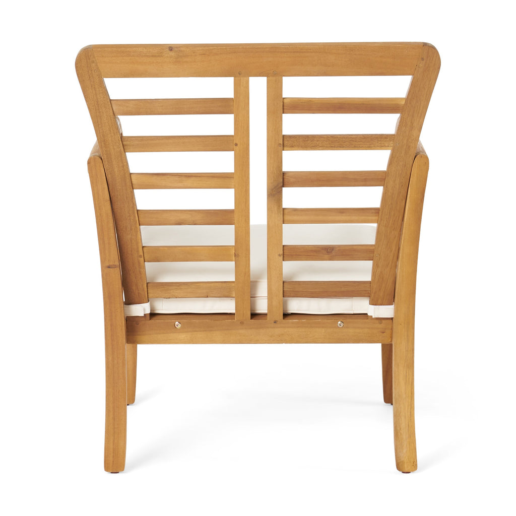 Caydon 2 Club Chairs + Table Outdoor Set with Slat Panel Design - Natural Wood