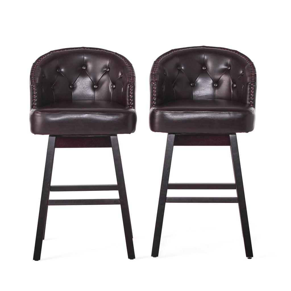 360 Degree Swivel Bar Stool With Stunning Nailhead Trim (Set of 2)