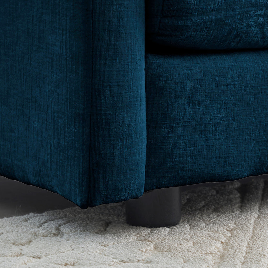 Blue Chenille Sofa Set with Solid Wood Frame - 2 Piece