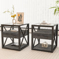 Modern End Tables with Drawer - Set of 2 Nightstands