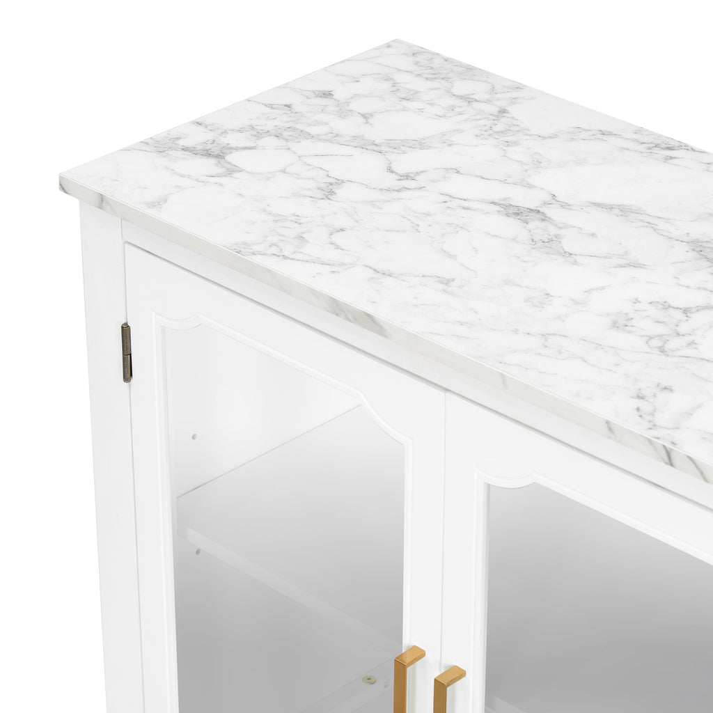 Storage Cabinet 3 Doors Stylish Style White