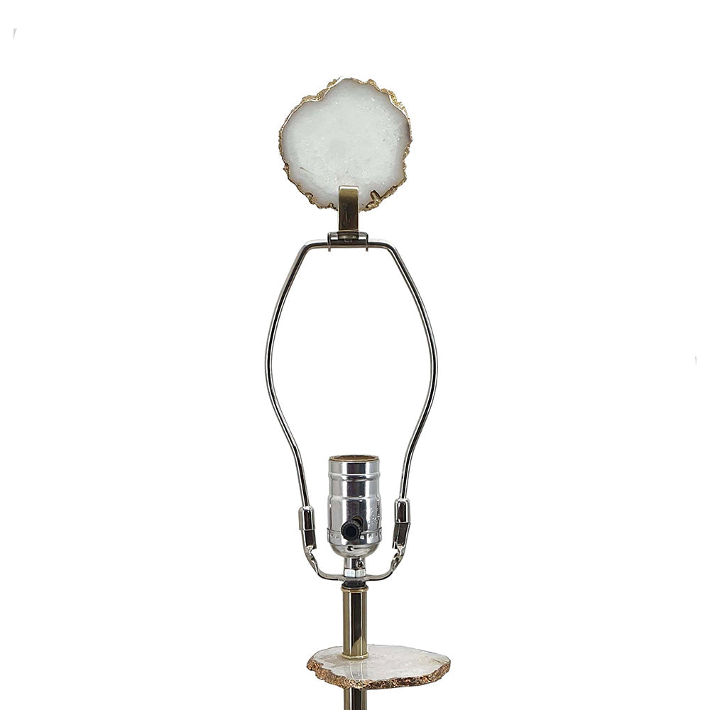 Smoke Agate-Slice Table Lamp with Marble Base - Genuine Agate