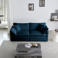Modern Blue Fabric Loveseat Sofa with Solid Wood Frame - Blue