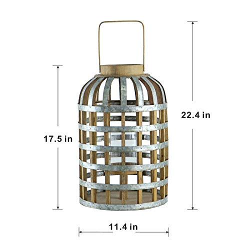Decorative Wooden Lantern with Handle - Pearl Silver