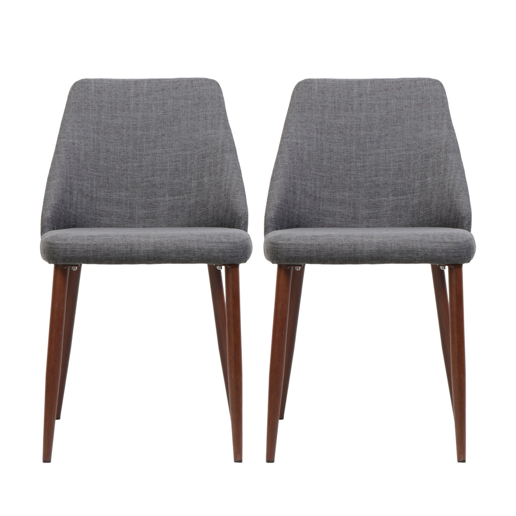 Modern Dining Chair with Iron Legs and Wood Finish - Dark Gray or Light Brown
