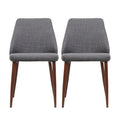Modern Dining Chair with Iron Legs and Wood Finish - Dark Gray or Light Brown