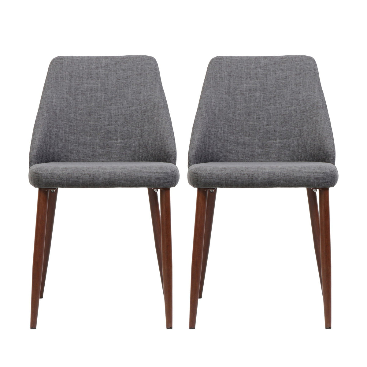 Modern Dining Chair with Iron Legs and Wood Finish - Dark Gray or Light Brown