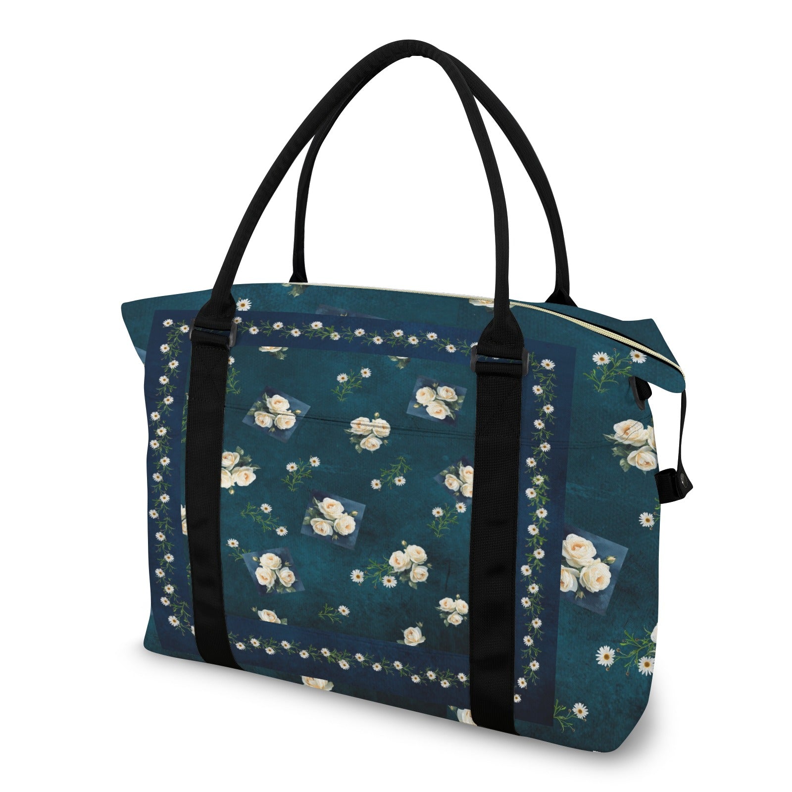 Floribunda and Indigo - Large Travel Bag with Trolley Sleeve - Back Alley Exclusive